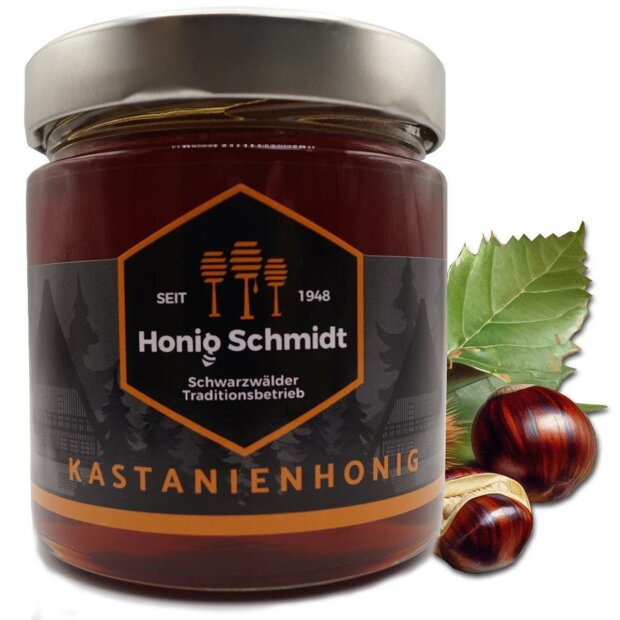 HONIG-SCHMIDT fine noble Chestnut Honey in 500g Glas